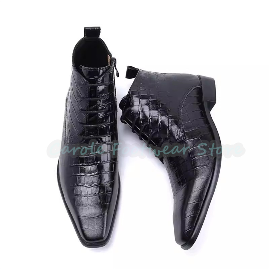 Men Shoes For Wedding - Botas de Tobillo de Cuero Genuino