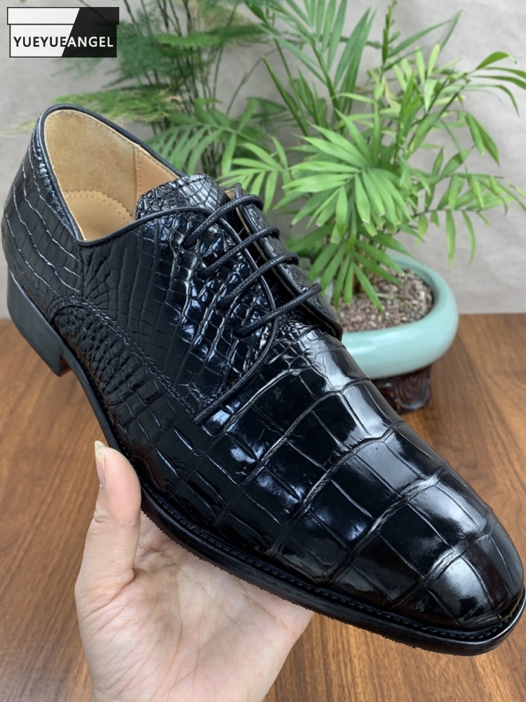 Men Shoes For Office Work - Zapatos de cuero genuino de cocodrilo