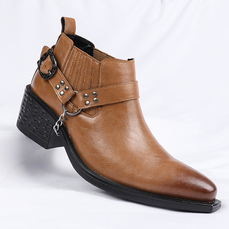 Men Shoes For Wedding - Nuevas Botas de Cuero Vacuno Marrón/Negro