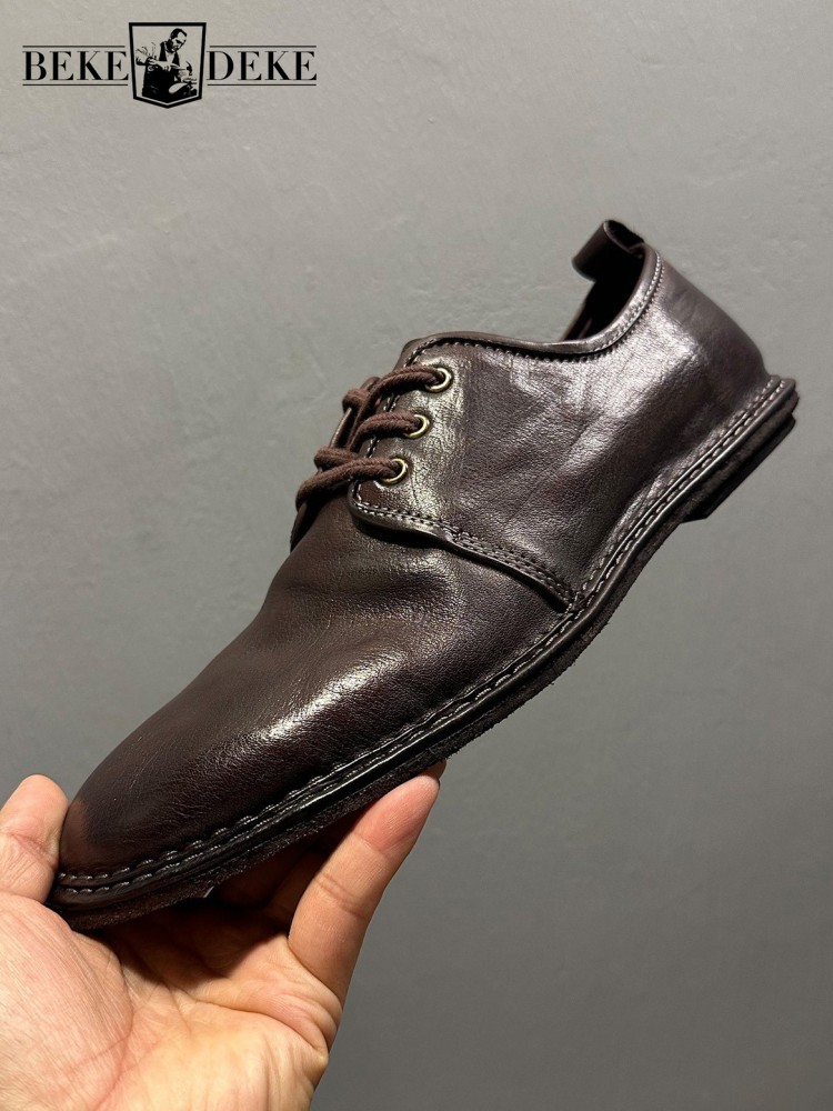 Men Shoes For Office Work - Zapatos de Cuero Genuino Vintage para