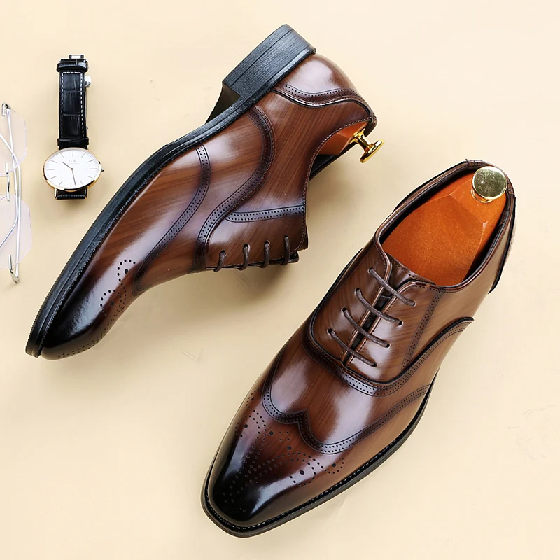 Men Shoes Classic - Zapatos de cuero brillante de marca