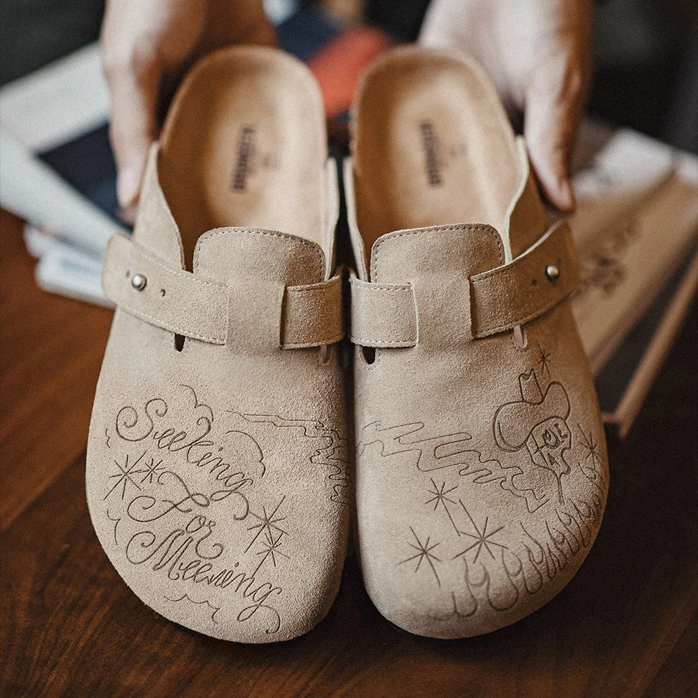 Men Shoes Illustration - Maden-zapatos de mulas con ilustración, ropa