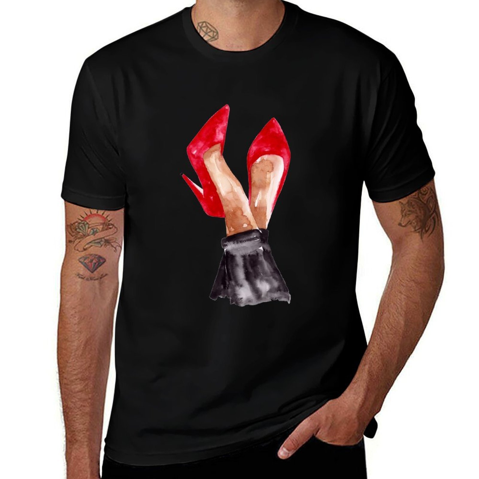 Men Shoes Illustration - Camiseta con ilustración de acuarela de
