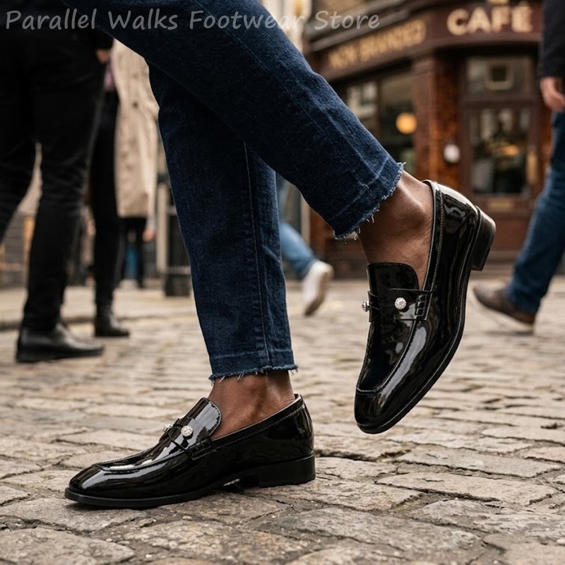 Men Shoes For Wedding - Mocasines de ante sintético negro con