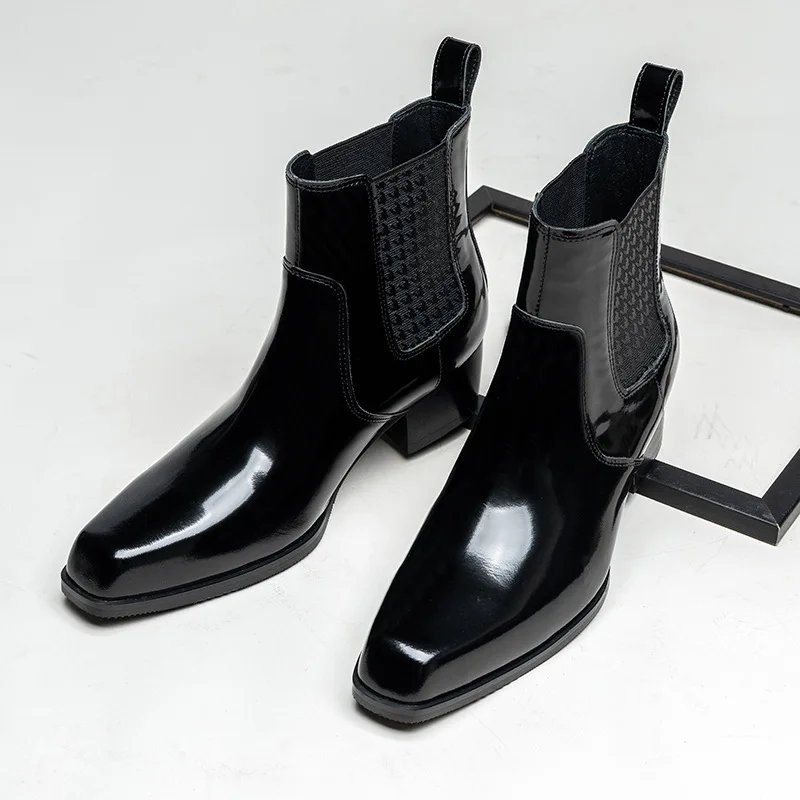 Men Shoes For Wedding - Botines de charol de lujo para