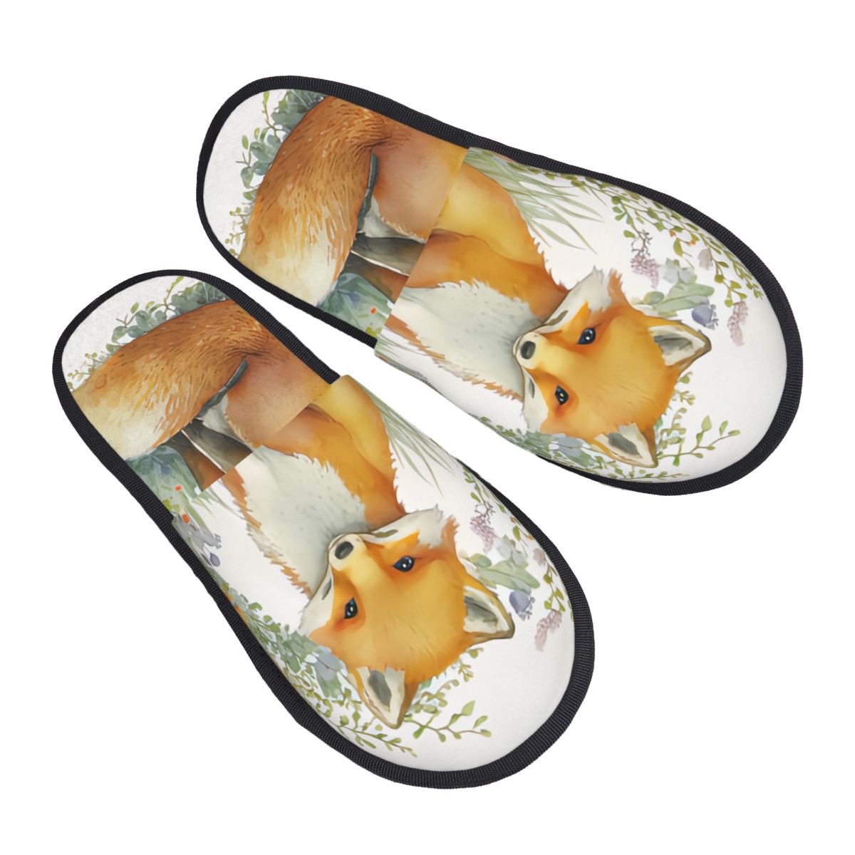 Men Shoes Illustration - Zapatillas de interior de felpa, bosque