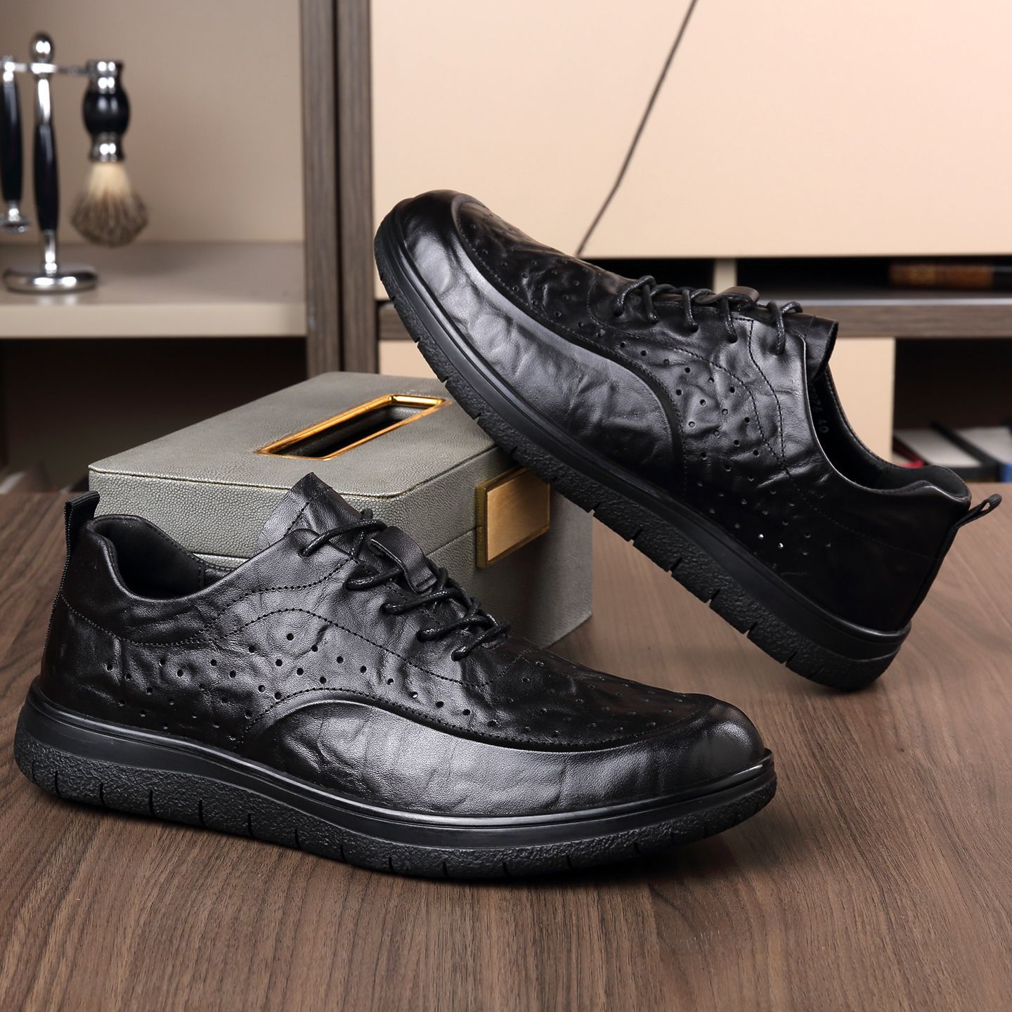 Zapatos informales de cuero ge - Men Shoes For Office Work reseña y precio