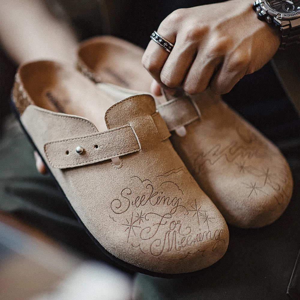 Maden-zapatos de mulas con ilu - Men Shoes Illustration reseña y precio