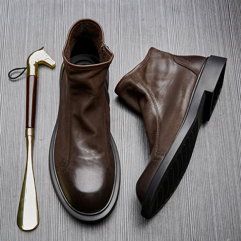 Botas cálidas de cuero genuino - Men Shoes For Wedding reseña y precio