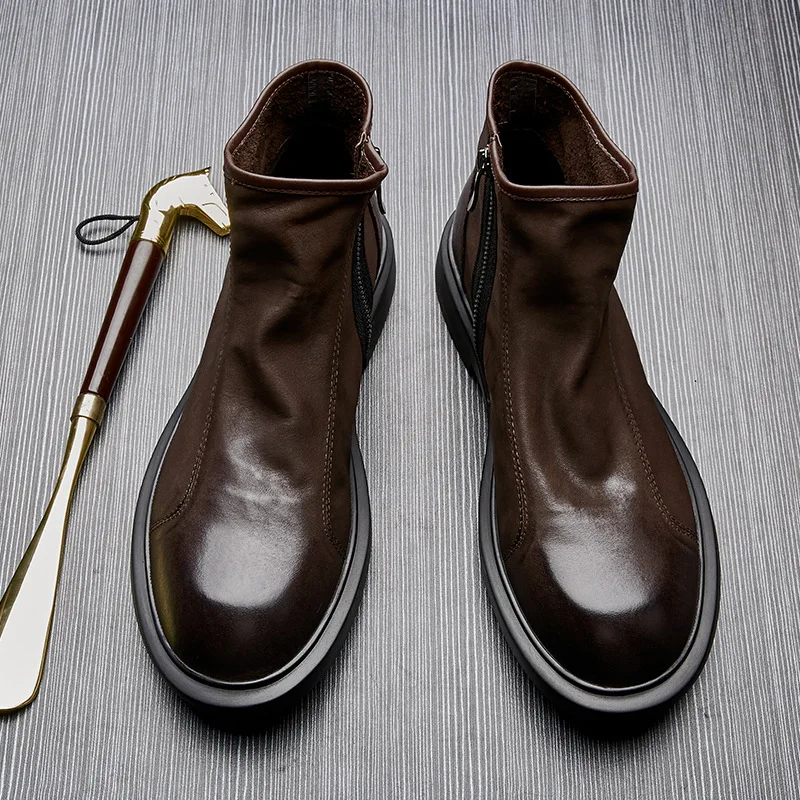 Botas cálidas de cuero genuino - Men Shoes For Wedding reseña y precio